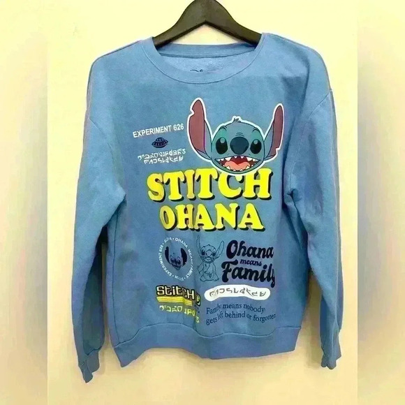 Disney Other - Disney Lilo And Stitch Sweatshirt Blue Ohana Graphic Pullover Kids XXL (19) NWOT